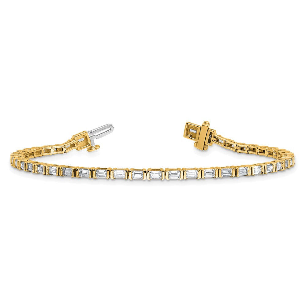 14K Yellow Gold 4Ctw Vs+ F+ Lab Grown Emerald Diamond Tennis Bracelet