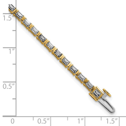 14K Yellow Gold Certified 4Ctw Vs/Si Fgh Lab Grown Emerald Diamond Tennis Bracelet