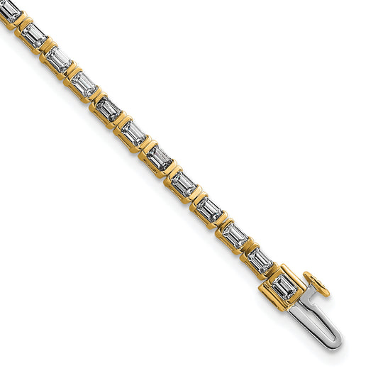 14K Yellow Gold 4Ctw Vs Def Lab Grown Emerald Diamond Cert Tennis Bracelet