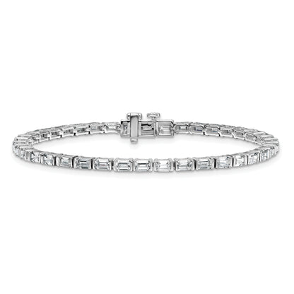 14K White Gold 4 3/4 Carat Lab Grown Diamond Vs+ F+ Emerald Bezel Set Tennis Bracelet