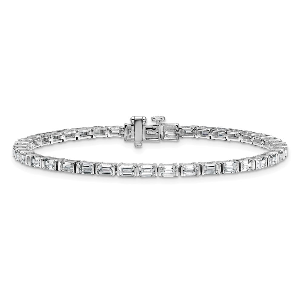 14K White Gold 4 3/4 Carat Lab Grown Diamond Vs/Si+ G+ Emerald Bezel Set Tennis Bracelet