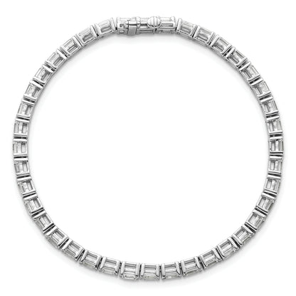 14K White Gold 4 3/4 Carat Lab Grown Diamond Vs+ F+ Emerald Bezel Set Tennis Bracelet