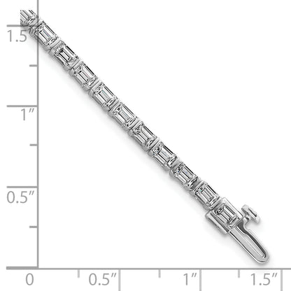 14K White Gold 4 3/4 Carat Lab Grown Diamond Vs+ F+ Emerald Bezel Set Tennis Bracelet