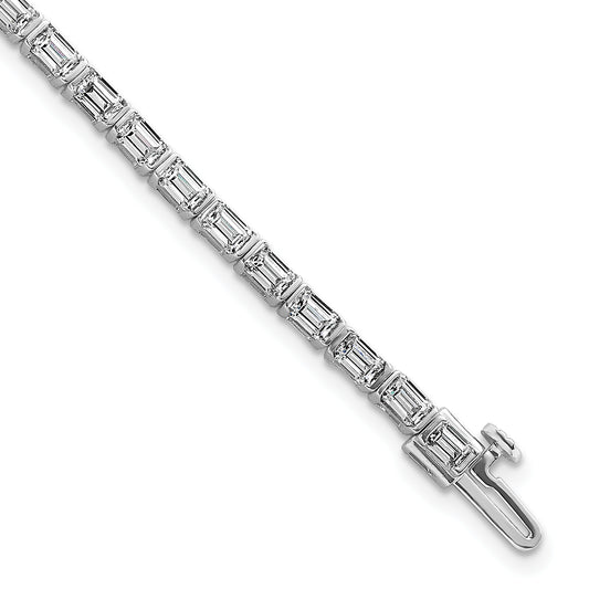 14K White Gold 4 3/4 Carat Lab Grown Diamond Vs+ F+ Emerald Bezel Set Tennis Bracelet