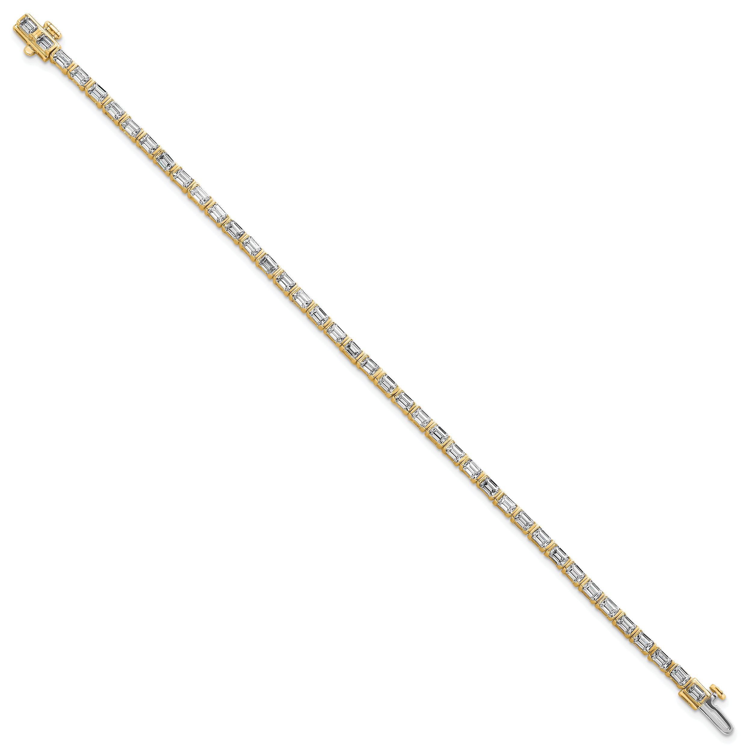 14K Yellow Gold 4 3/4 Carat Certified Lab Grown Diamond Vs/Si+ G+ Emerald Bezel Set Tennis Bracelet