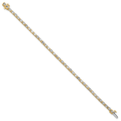 14K Yellow Gold 4 3/4 Carat Certified Lab Grown Diamond Vs/Si+ G+ Emerald Bezel Set Tennis Bracelet