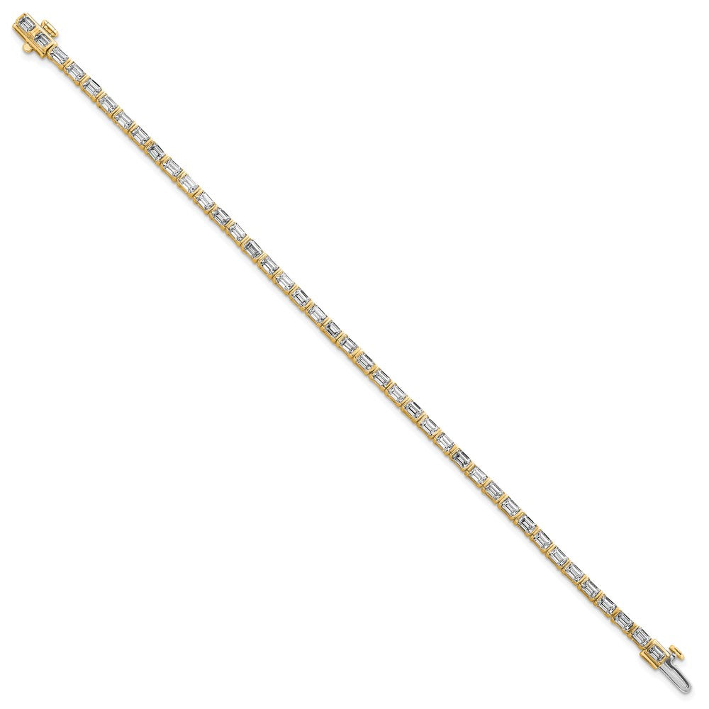 14K Yellow Gold 4 3/4 Carat Lab Grown Diamond Vs+ F+ Emerald Bezel Set Tennis Bracelet