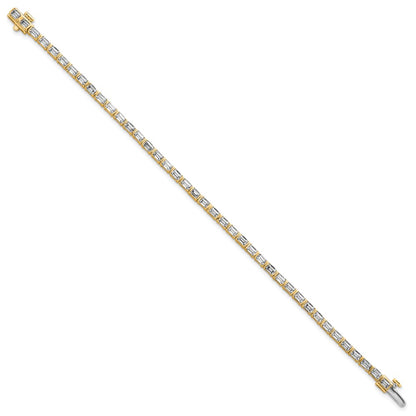 14K Yellow Gold 4 3/4 Carat Certified Lab Grown Diamond Vs+ F+ Emerald Bezel Set Tennis Bracelet