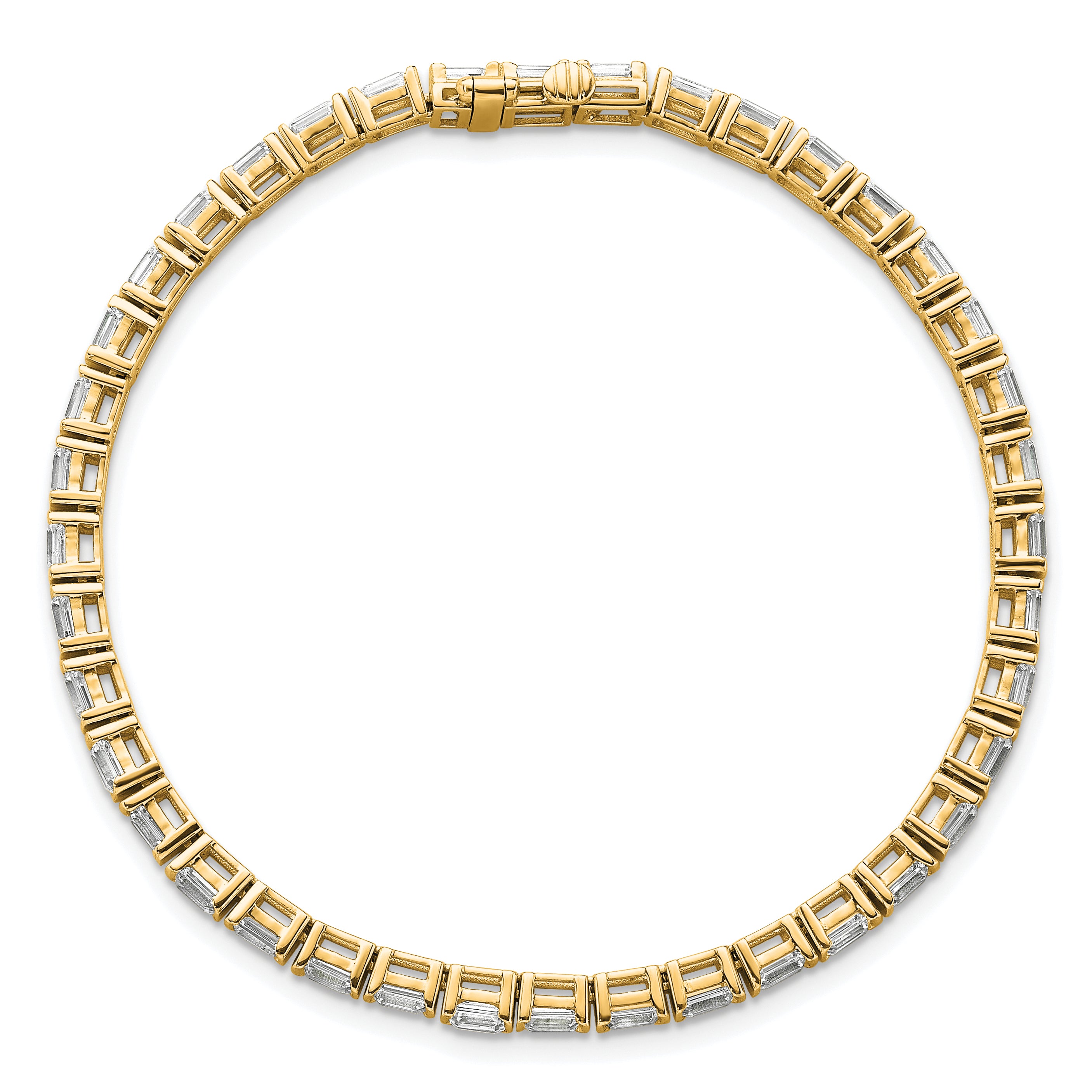 14K Yellow Gold 4 3/4 Carat Certified Lab Grown Diamond Vs/Si+ G+ Emerald Bezel Set Tennis Bracelet