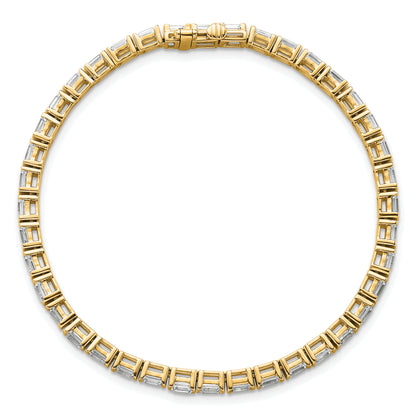 14K Yellow Gold 4 3/4 Carat Certified Lab Grown Diamond Vs/Si+ G+ Emerald Bezel Set Tennis Bracelet