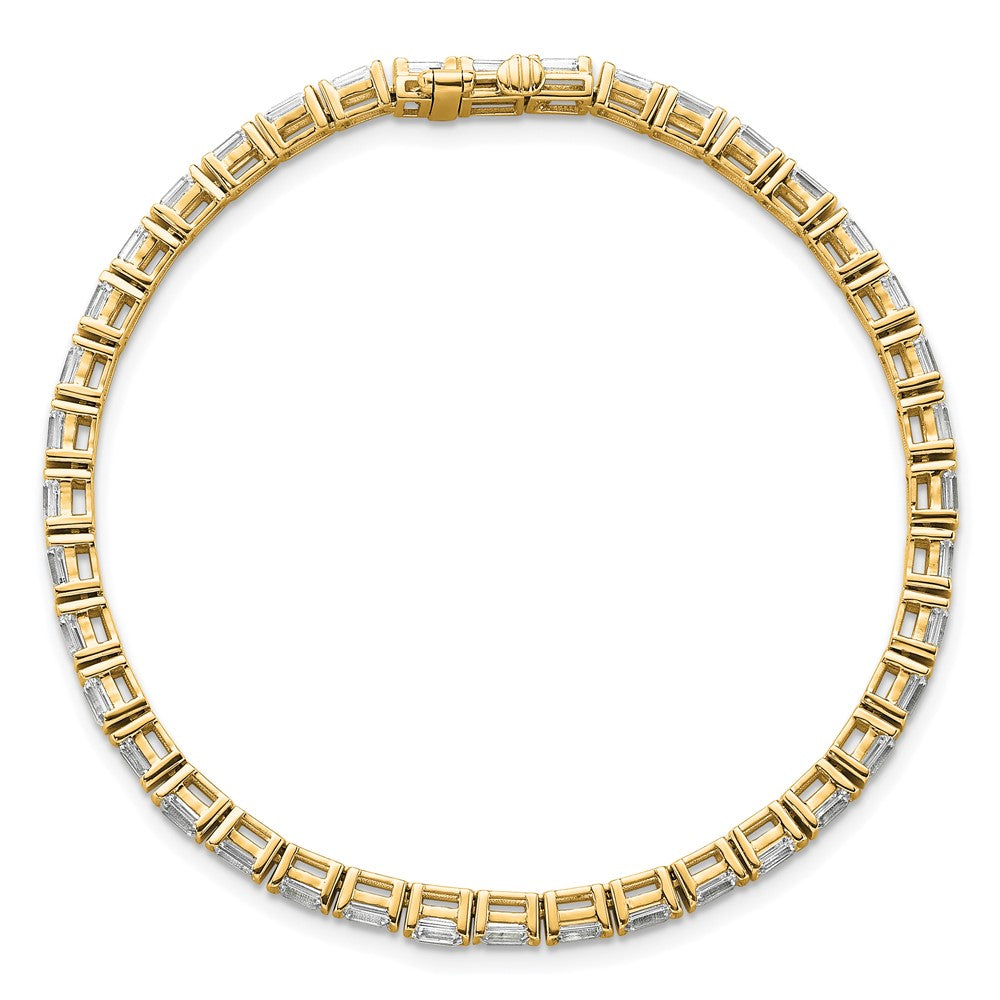 14K Yellow Gold 4 3/4 Carat Lab Grown Diamond Vs+ F+ Emerald Bezel Set Tennis Bracelet