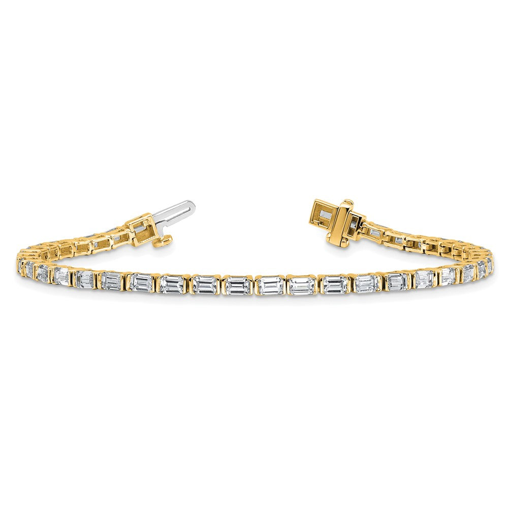 14K Yellow Gold 4 3/4 Carat Lab Grown Diamond Vs/Si+ G+ Emerald Bezel Set Tennis Bracelet