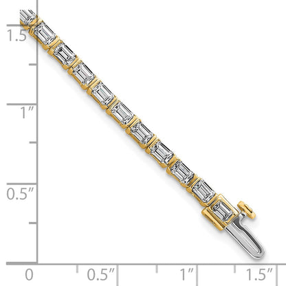 14K Yellow Gold 4 3/4 Carat Lab Grown Diamond Vs+ F+ Emerald Bezel Set Tennis Bracelet