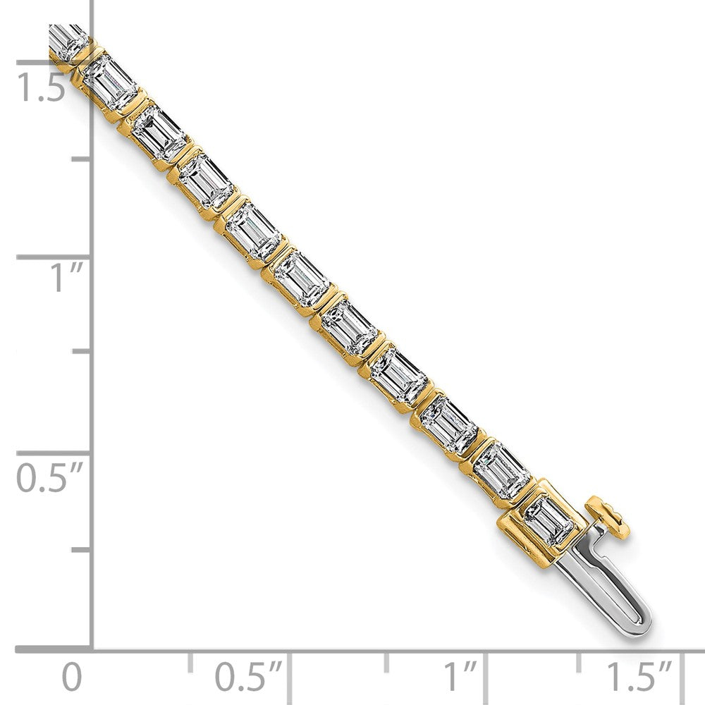 14K Yellow Gold 4 3/4 Carat Certified Lab Grown Diamond Vs+ F+ Emerald Bezel Set Tennis Bracelet