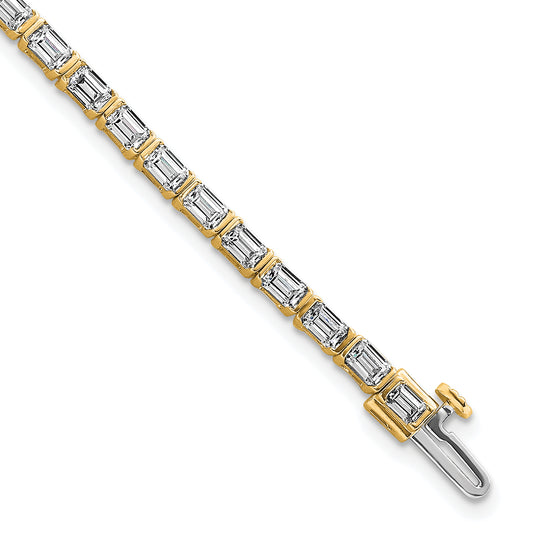 14K Yellow Gold 4 3/4 Carat Certified Lab Grown Diamond Vs/Si+ G+ Emerald Bezel Set Tennis Bracelet