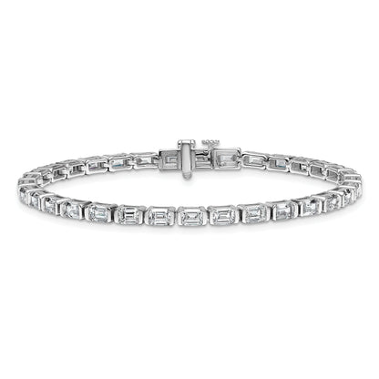 14K White Gold 7 1/2 Carat Certified Lab Grown Diamond Vs+ F+ Emerald Bezel Set Tennis Bracelet
