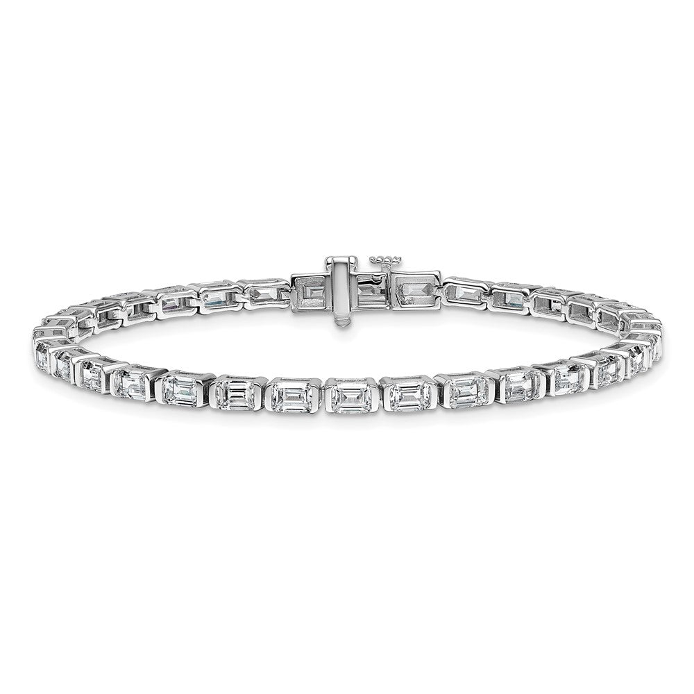 14K White Gold 7 1/2 Carat Certified Lab Grown Diamond Vs+ F+ Emerald Bezel Set Tennis Bracelet