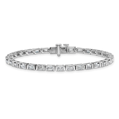 14K White Gold 7 1/2 Carat Certified Lab Grown Diamond Vs+ F+ Emerald Bezel Set Tennis Bracelet