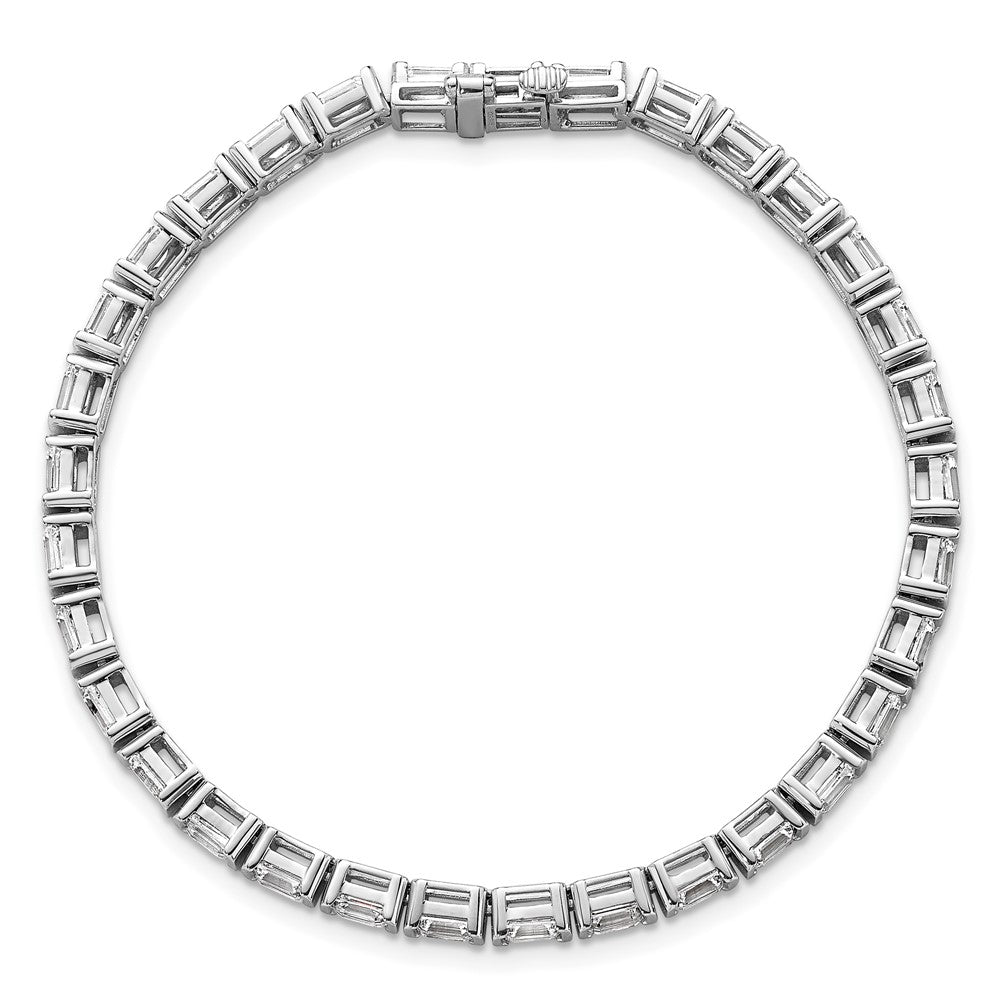 14K White Gold 7 1/2 Carat Certified Lab Grown Diamond Vs/Si+ G+ Emerald Bezel Set Tennis Bracelet