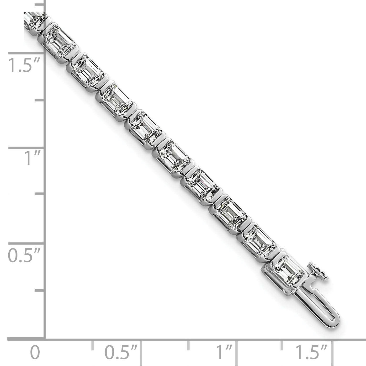 14K White Gold 7 1/2 Carat Lab Grown Diamond Vs/Si+ G+ Emerald Bezel Set Tennis Bracelet