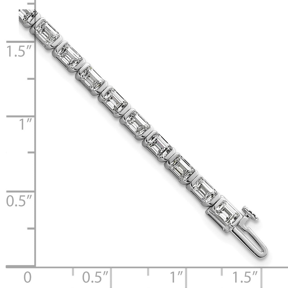 14K White Gold 7 1/2 Carat Certified Lab Grown Diamond Vs+ F+ Emerald Bezel Set Tennis Bracelet