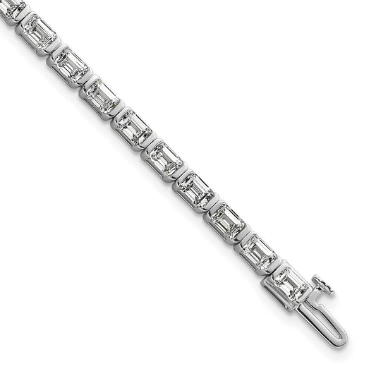 14K White Gold 7 1/2 Carat Certified Lab Grown Diamond Vs+ F+ Emerald Bezel Set Tennis Bracelet