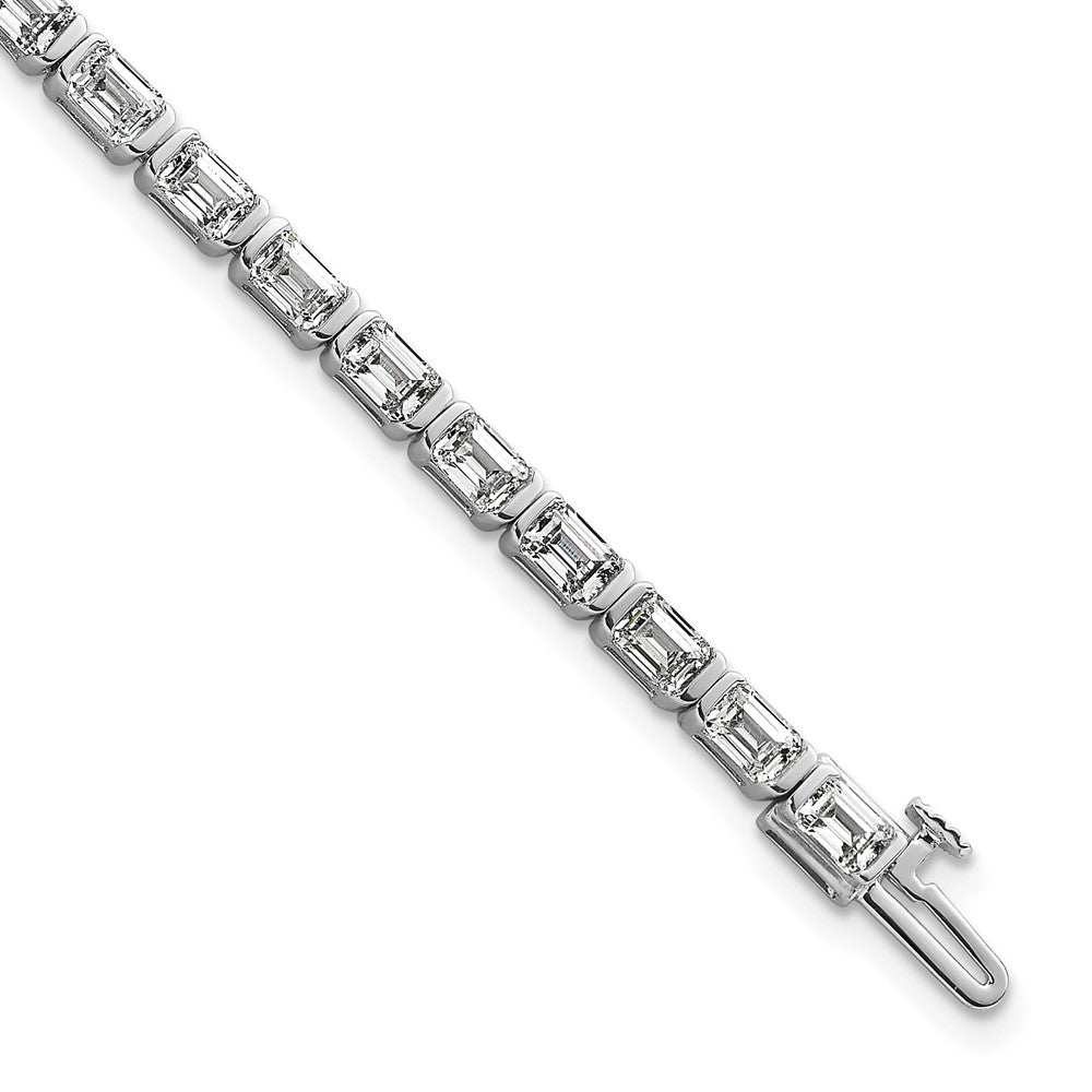 14K White Gold 7 1/2 Carat Certified Lab Grown Diamond Vs+ F+ Emerald Bezel Set Tennis Bracelet