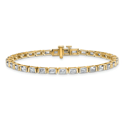 14K Yellow Gold 7 1/2 Carat Lab Grown Diamond Vs/Si+ G+ Emerald Bezel Set Tennis Bracelet
