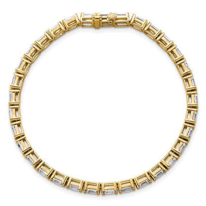 14K Yellow Gold 7 1/2 Carat Certified Lab Grown Diamond Vs/Si+ G+ Emerald Bezel Set Tennis Bracelet