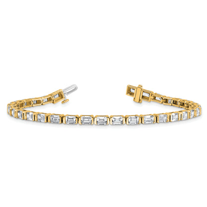 14K Yellow Gold 7 1/2 Carat Lab Grown Diamond Vs/Si+ G+ Emerald Bezel Set Tennis Bracelet