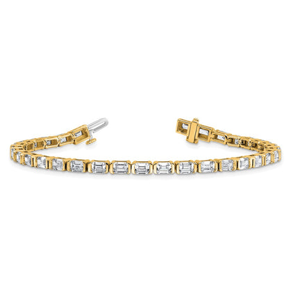 14K Yellow Gold 7 1/2 Carat Lab Grown Diamond Vs/Si+ G+ Emerald Bezel Set Tennis Bracelet