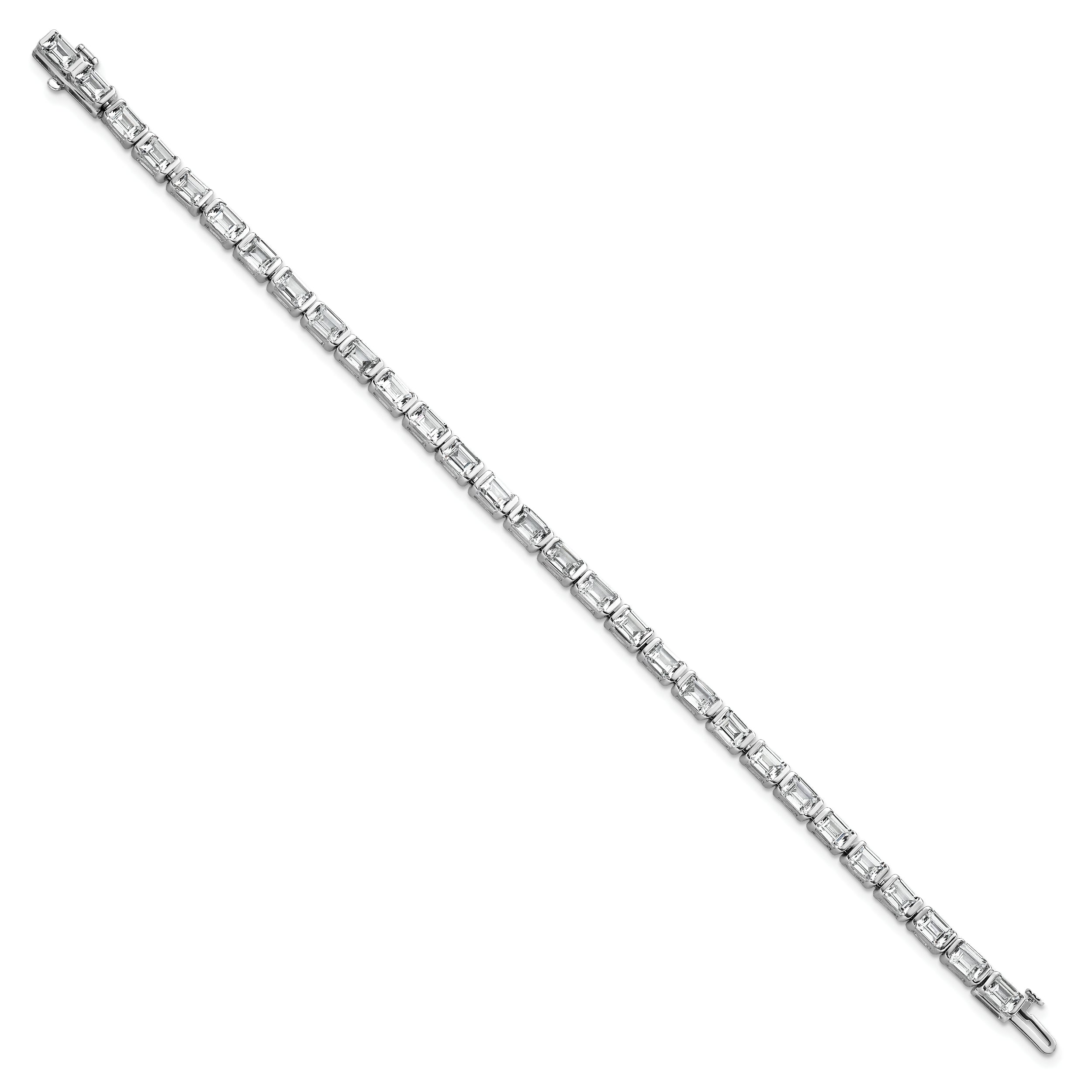 14K White Gold 10 Carat Lab Grown Diamond Vs/Si+ G+ Emerald Bezel Set Tennis Bracelet