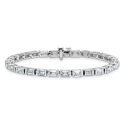 14K White Gold 10 Carat Lab Grown Diamond Vs/Si+ G+ Emerald Bezel Set Tennis Bracelet