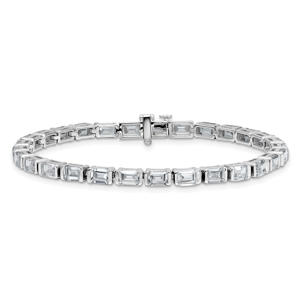 14K White Gold 10 Carat Lab Grown Diamond Vs+ F+ Emerald Bezel Set Tennis Bracelet