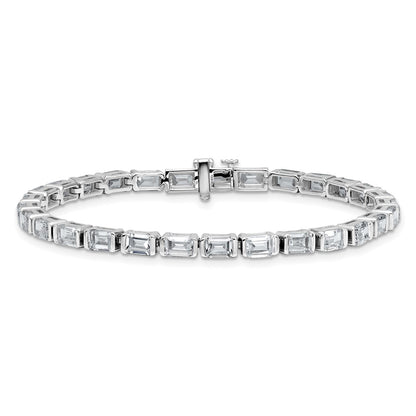 14K White Gold 10 Carat Lab Grown Diamond Vs+ F+ Emerald Bezel Set Tennis Bracelet
