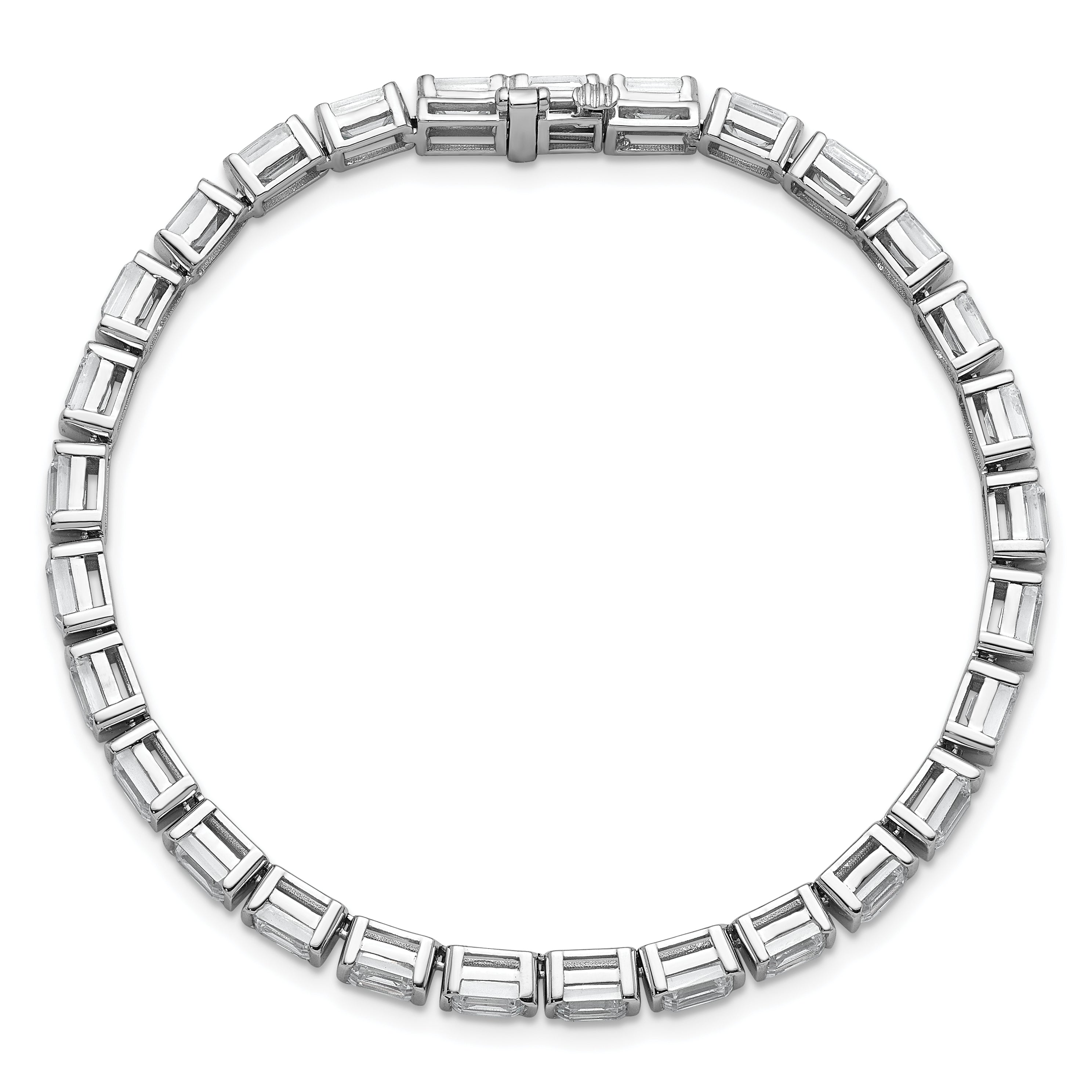 14K White Gold 10 Carat Lab Grown Diamond Vs/Si+ G+ Emerald Bezel Set Tennis Bracelet