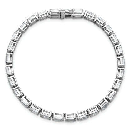 14K White Gold 10 Carat Lab Grown Diamond Vs/Si+ G+ Emerald Bezel Set Tennis Bracelet