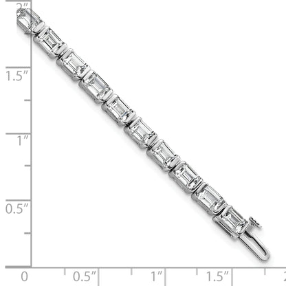 14K White Gold 10 Carat Lab Grown Diamond Vs/Si+ G+ Emerald Bezel Set Tennis Bracelet