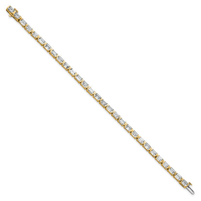 14K Yellow Gold 10 Carat Lab Grown Diamond Vs+ F+ Emerald Bezel Set Tennis Bracelet