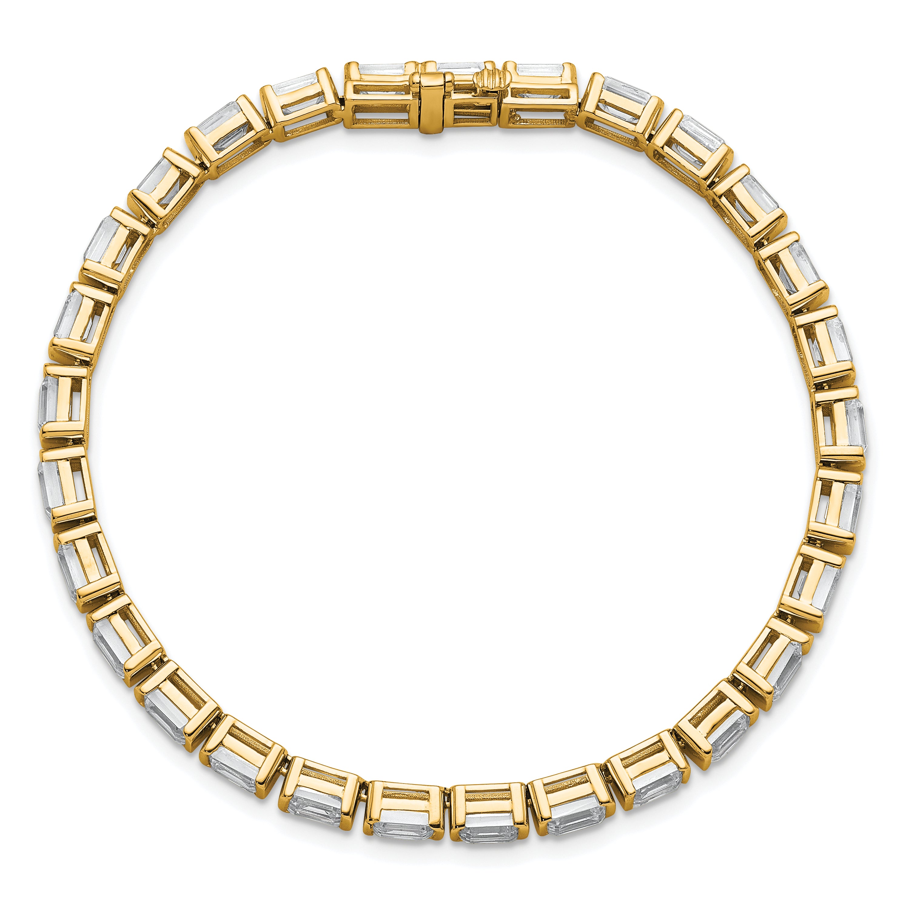 14K Yellow Gold 10 Carat Lab Grown Diamond Vs/Si+ G+ Emerald Bezel Set Tennis Bracelet