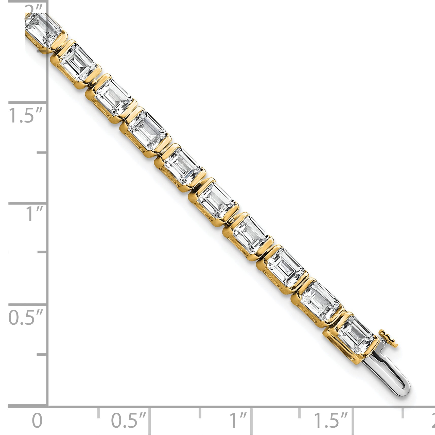14K Yellow Gold 10 Carat Lab Grown Diamond Vs+ F+ Emerald Bezel Set Tennis Bracelet