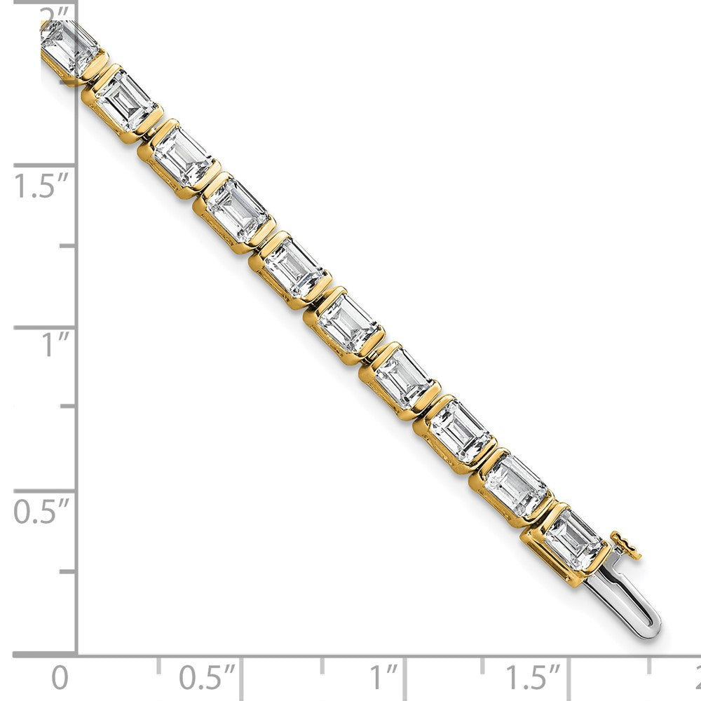 14K Yellow Gold 10 Carat Certified Lab Grown Diamond Vs+ F+ Emerald Bezel Set Tennis Bracelet