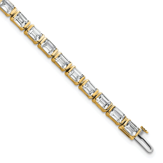 14K Yellow Gold 10 Carat Certified Lab Grown Diamond Vs+ F+ Emerald Bezel Set Tennis Bracelet