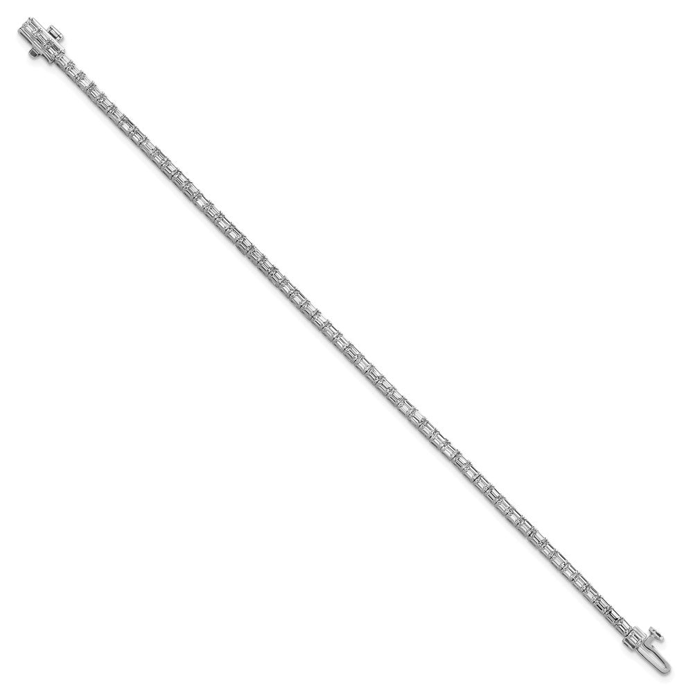 14K White Gold 4Ctw Vs+ F+ Lab Grown Emerald Diamond Tennis Bracelet