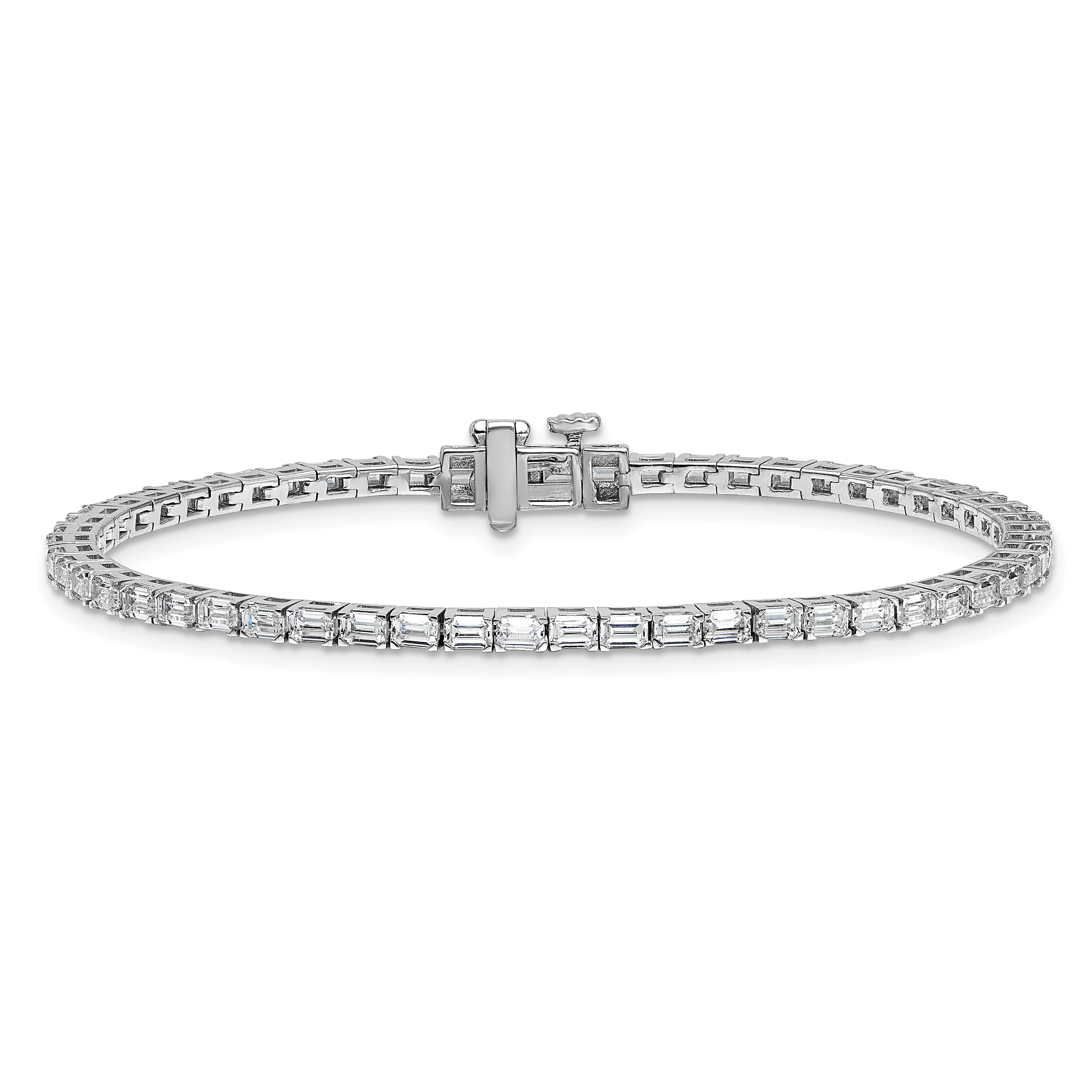 14K White Gold Wg Certified 4Ctw Vs/Si Fgh Lab Grown Emerald Diamond Tennis Bracelet
