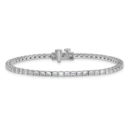 14K White Gold 4Ctw Vs+ F+ Lab Grown Emerald Diamond Tennis Bracelet