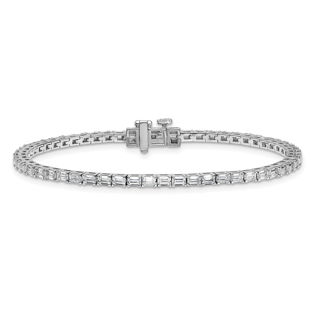 14K White Gold 4Ctw Vs+ F+ Lab Grown Emerald Diamond Tennis Bracelet