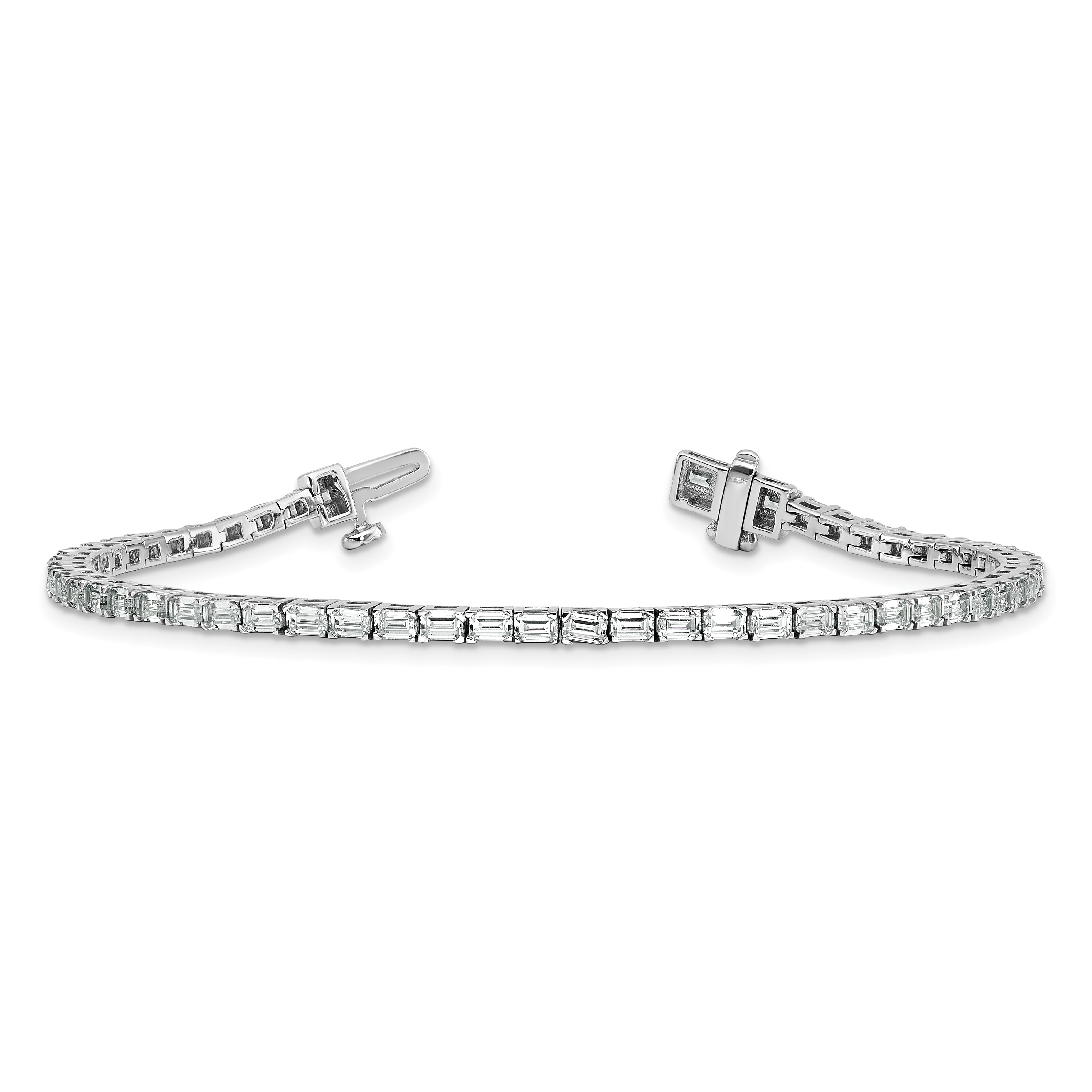14K White Gold Wg Certified 4Ctw Vs/Si Fgh Lab Grown Emerald Diamond Tennis Bracelet