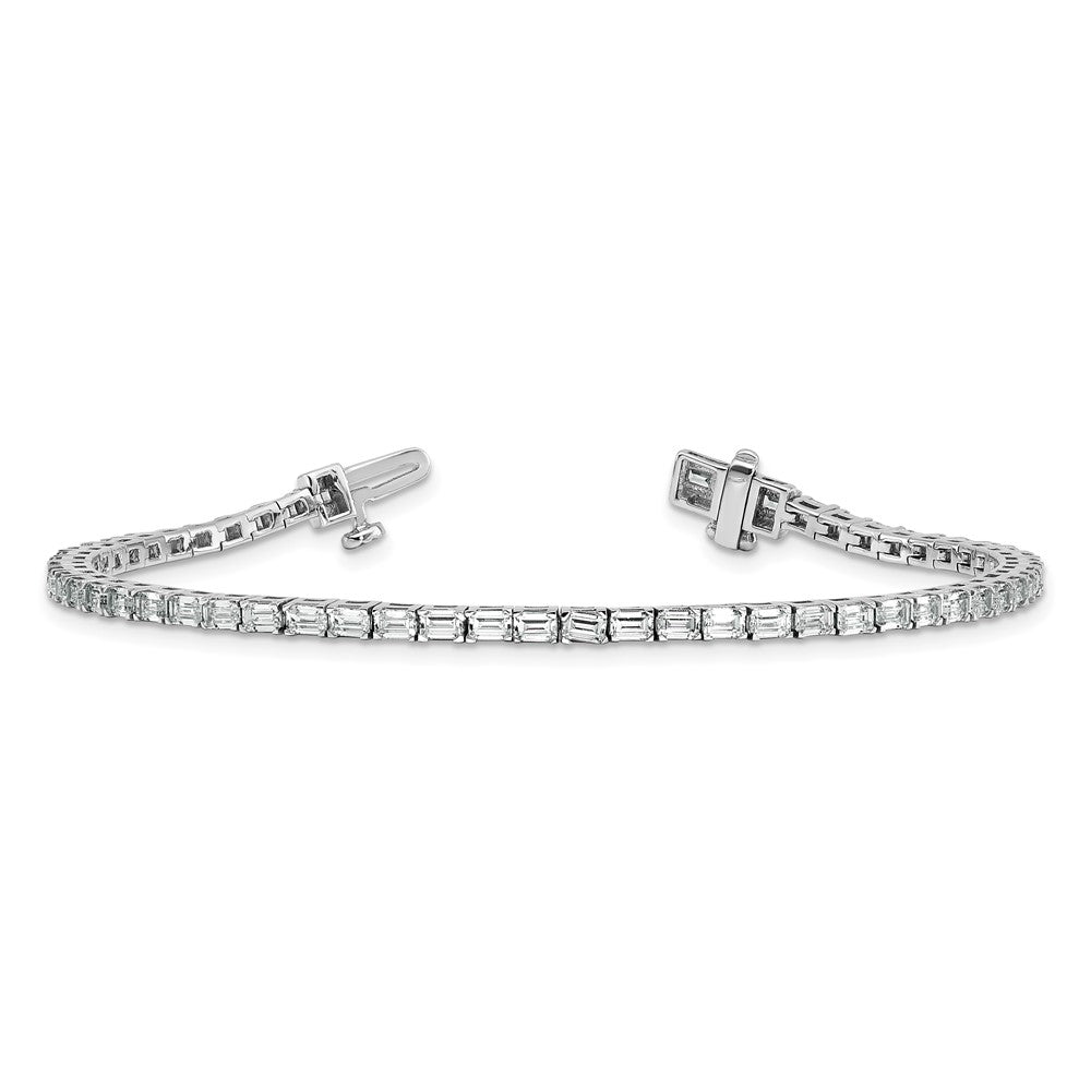 14K White Gold Wg Certified 4Ctw Vs Def Lab Grown Emerald Diamond Tennis Bracelet