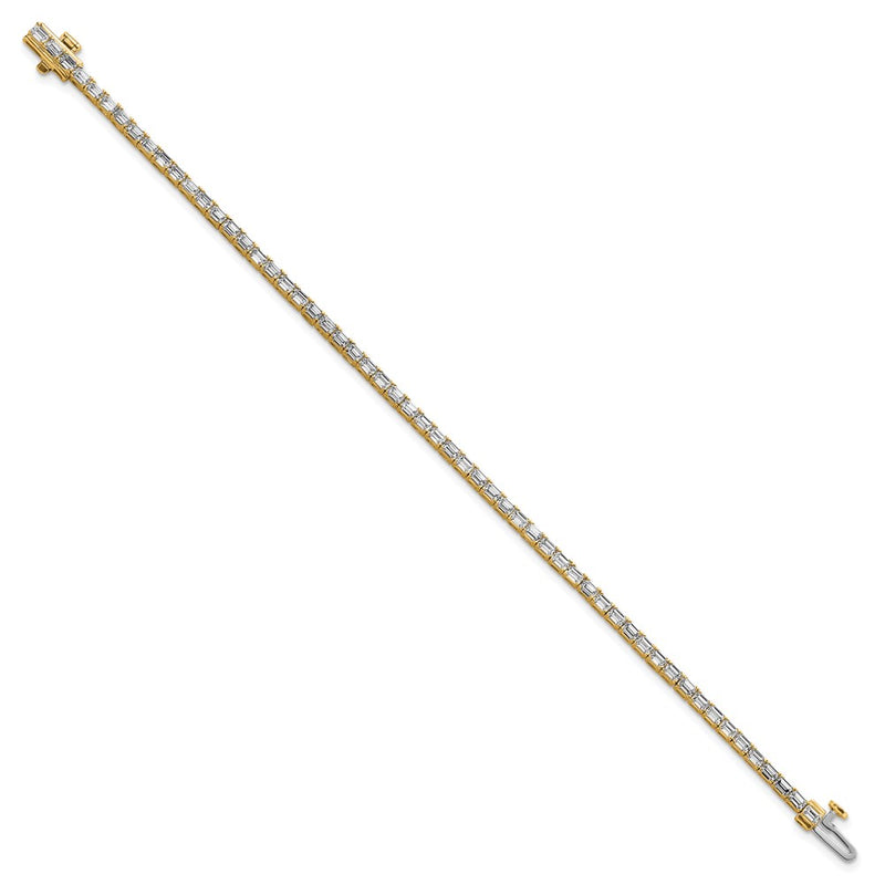 14K Yellow Gold Certified 4Ctw Vs Def Lab Grown Emerald Diamond Tennis Bracelet